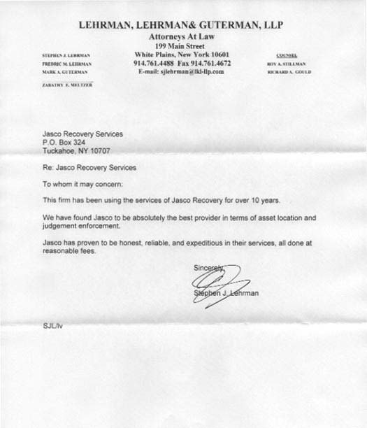 Testimonial 3 -
									Lehrman,Lehrman
									&
									Guterman, LLP